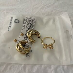 Elegant Gold-Tone Earrings and Ring Set